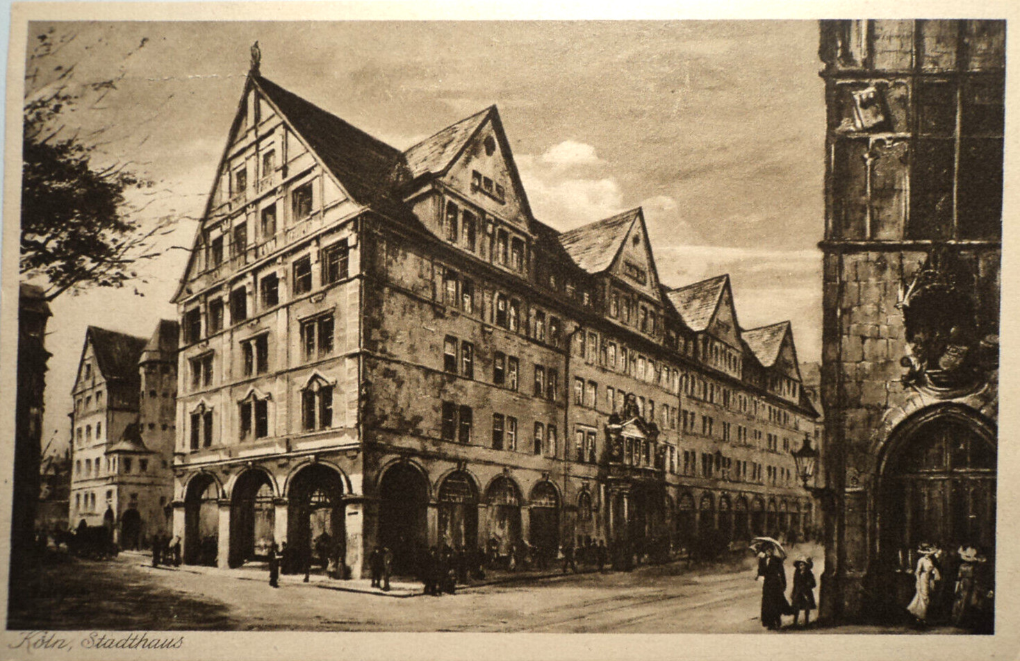 DN AK Cologne/the new town house/painting, approx. 1925-35, not used