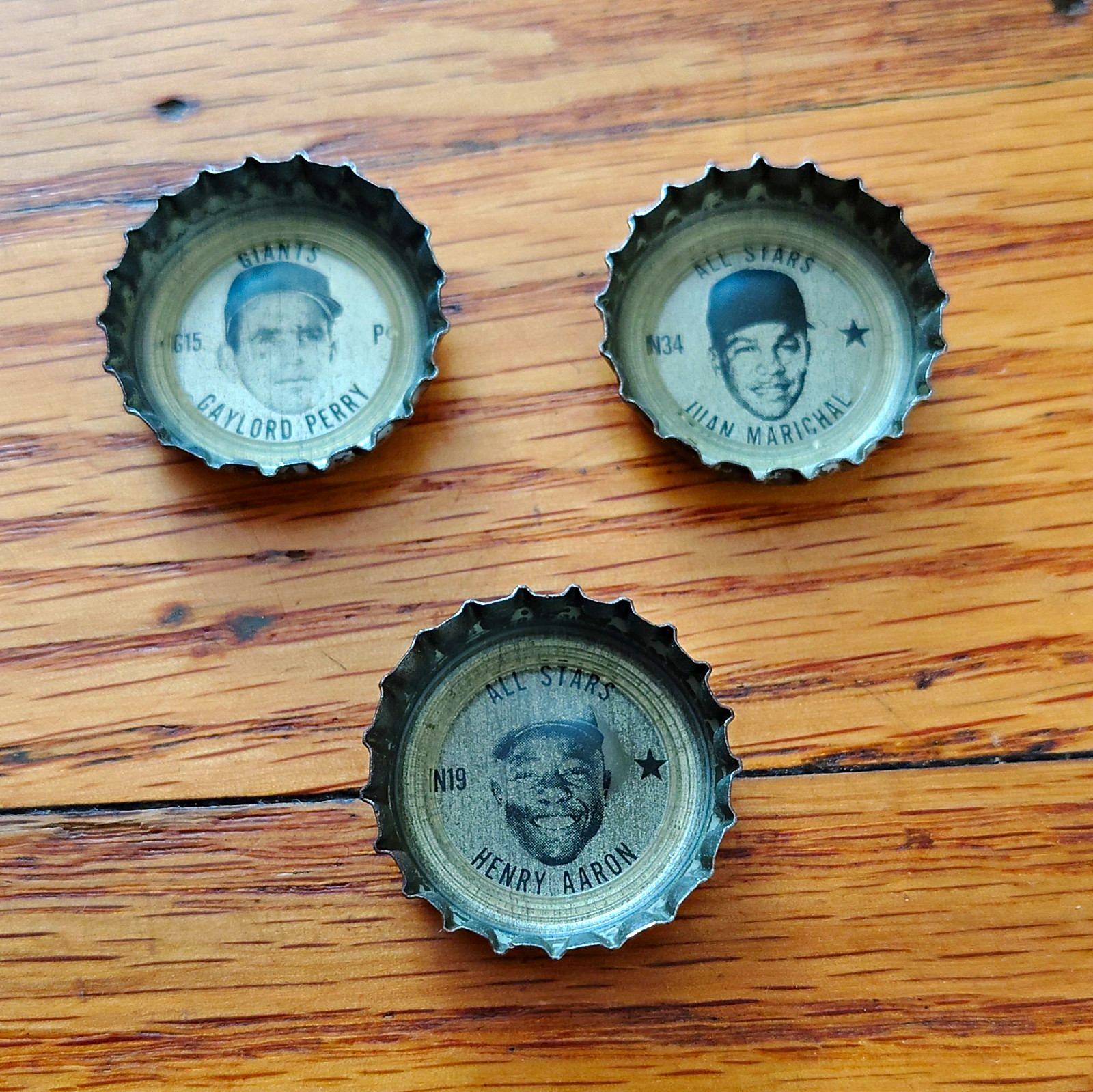 Coca-Cola Vintage Bottle Cap Advertising, Baseball - Perry, Marichal, Aaron