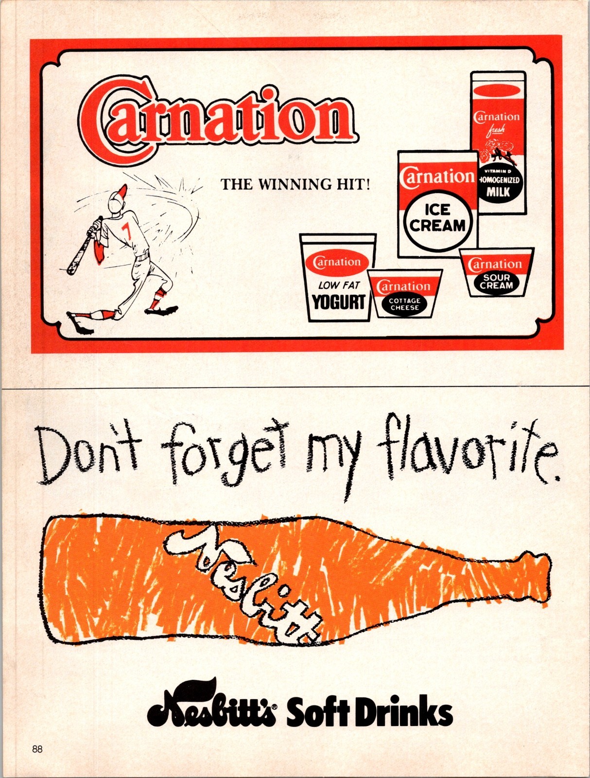 1983 •  NESBITT\'S Soda Orange Print Ad • 80s rare Carnation Ice Cream GA.13
