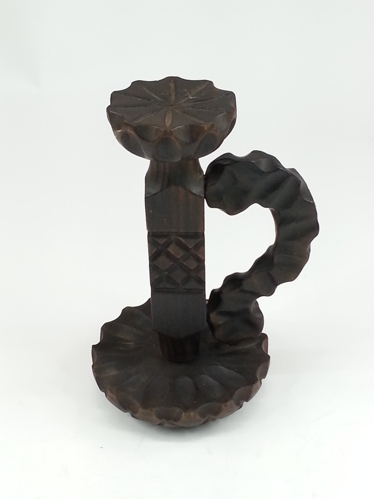 Retro Vintage 1970s Mediterranean Spanish Revival Wood Candleholder