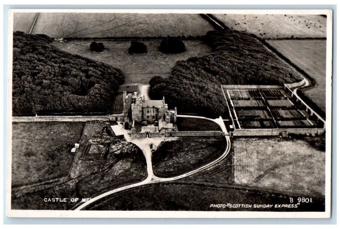 1955 Castle Of Mey Aerial View Highlands Scotland RPPC Photo Posted Postcard