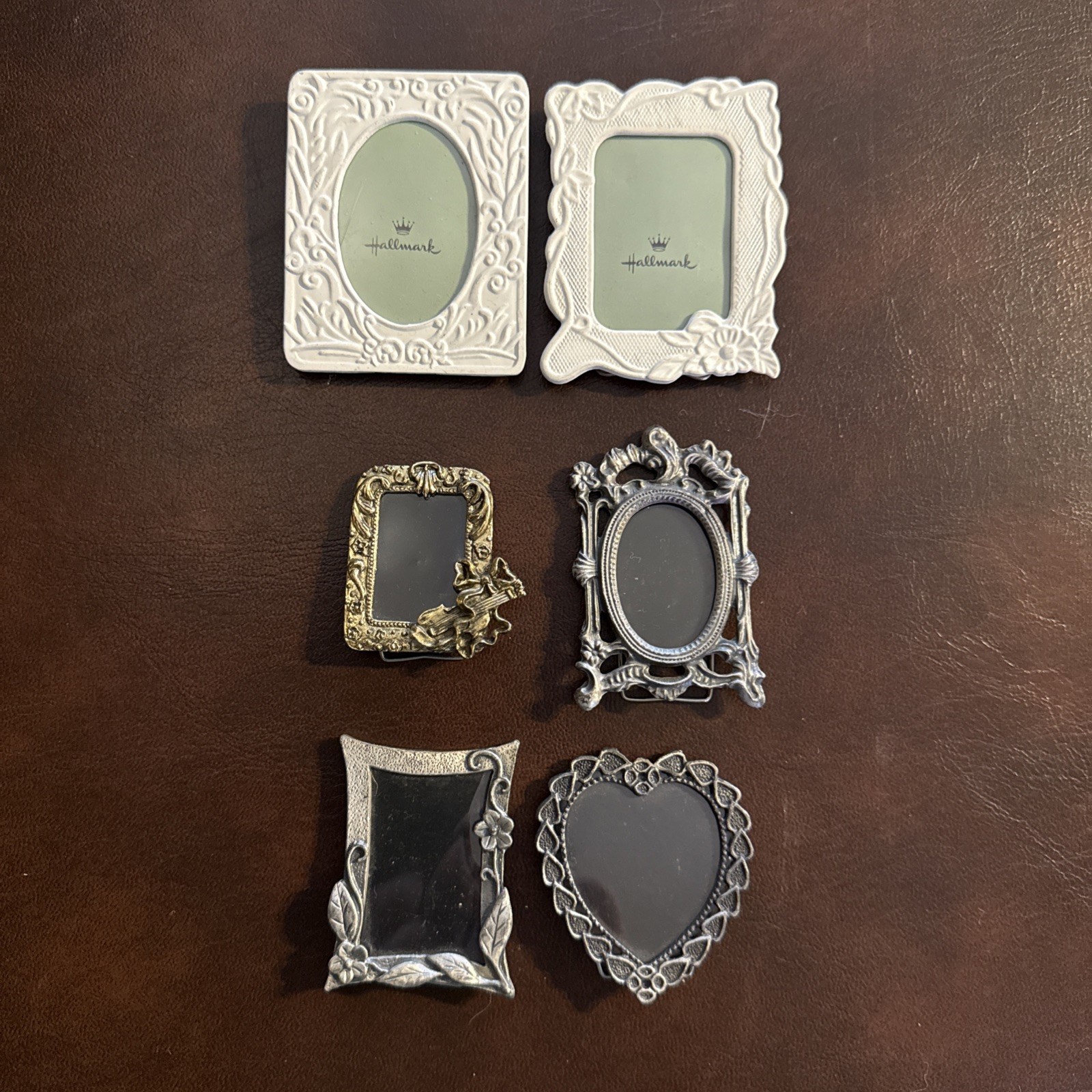 Vintage Shabby Chic Mini Picture Frames Set 6 White, Ornate, Cottagecore a12