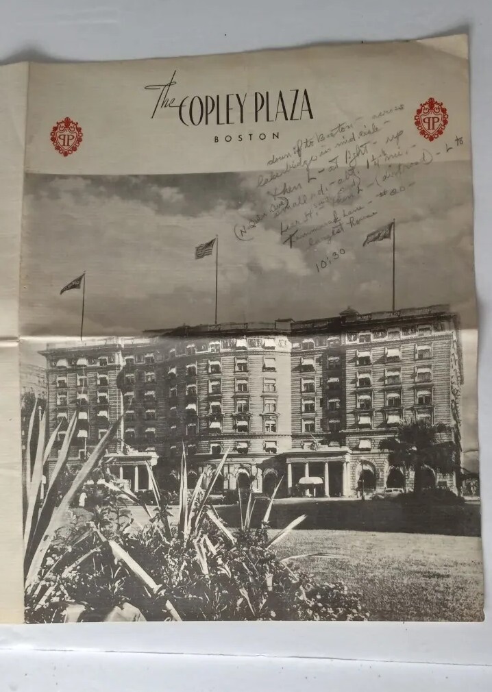 Vintage The Copley Plaza Hotel Travel Brochure Boston, Ma.