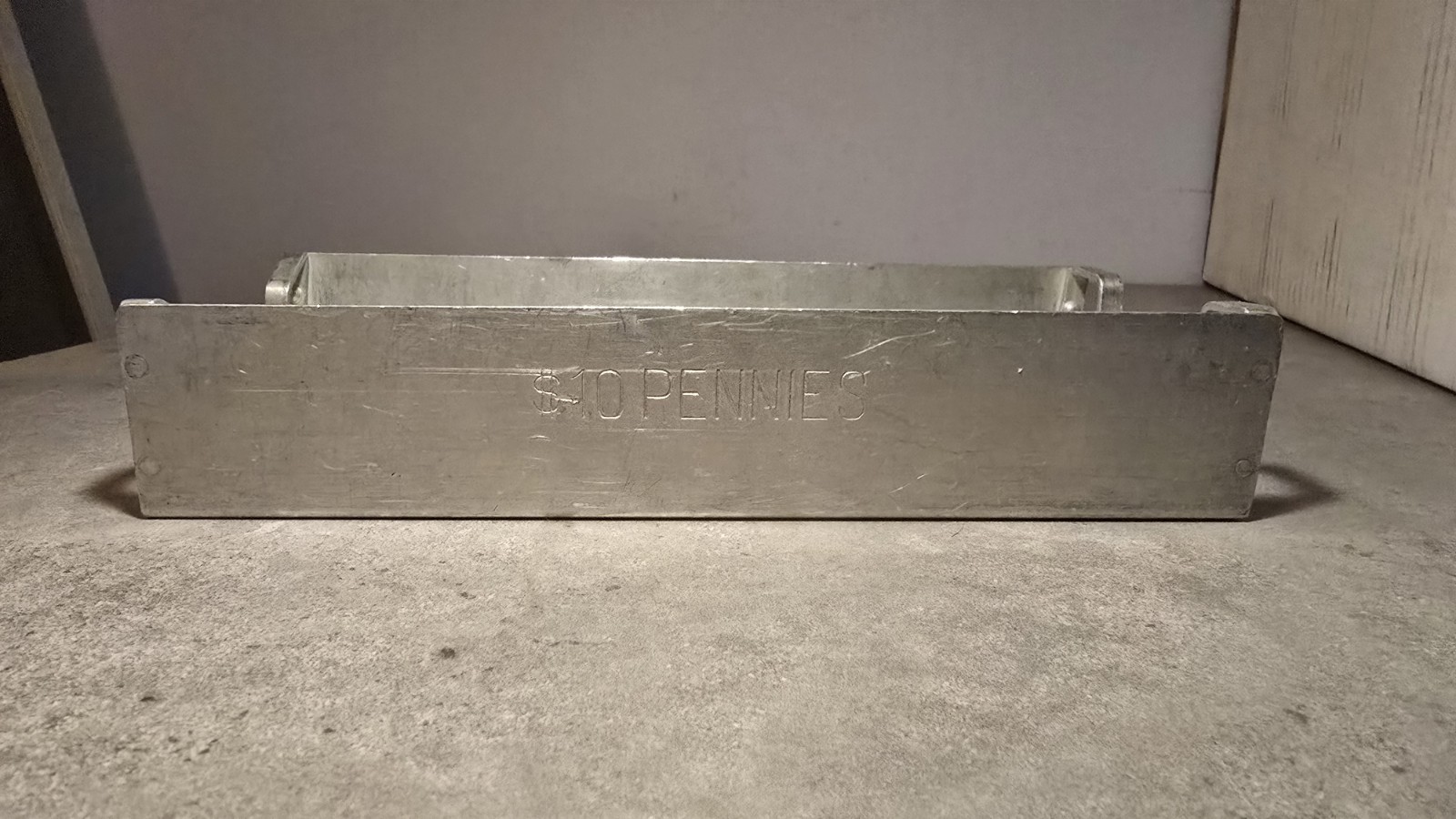 Vintage Aluminum Arthur  C Tauck & CO. Penny Tray.  10.00 Pennies