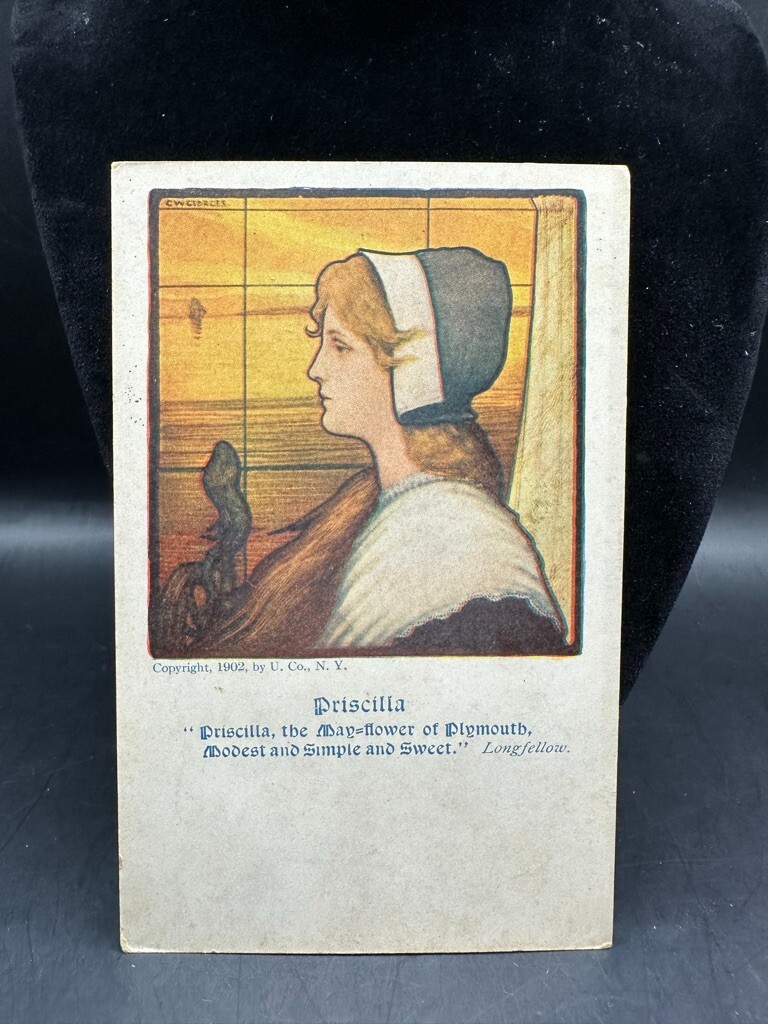 Postcard 1902 Priscilla Longfellow Poem Unposted Divided Art Woman Vintage