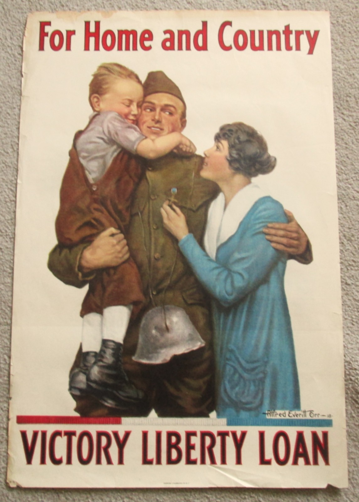 Original 1918 WW1 Poster FOR HOME and COUNTRY VICTORY LIBERTY LOAN by Alfred Orr