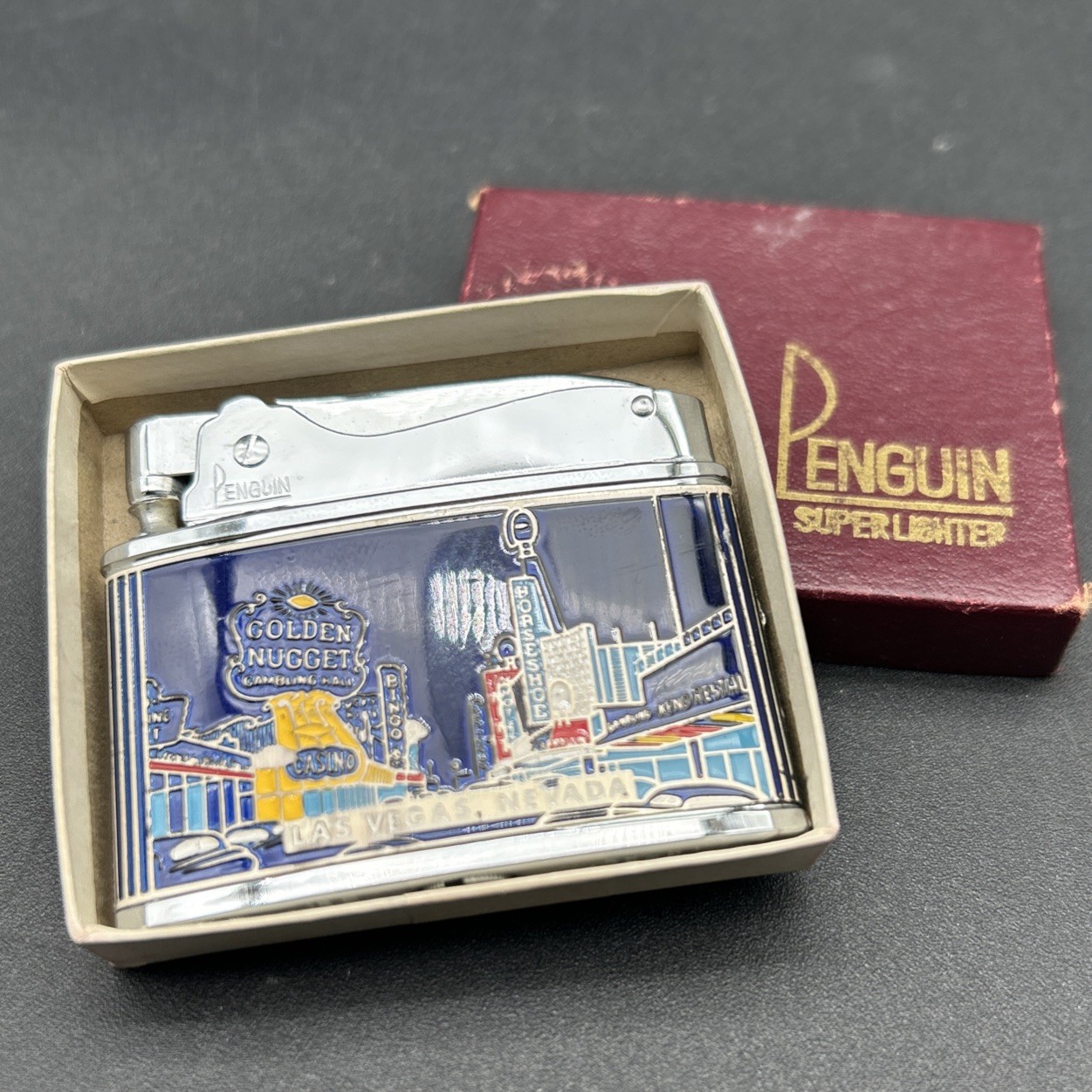New - Vintage Penguin Super Lighter Las Vegas, Nevada Lighter  W/Box - Unfired