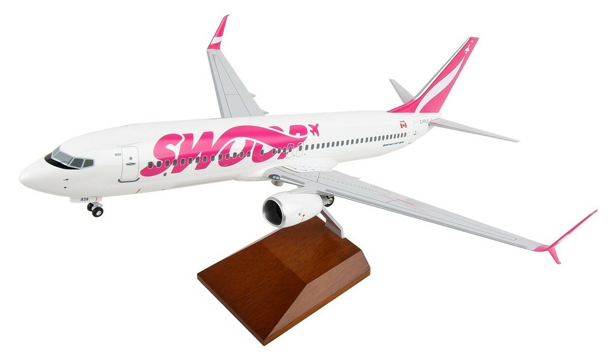 Skymarks SKR8273 Swoop Airlines Boeing 737-800 C-FPLS Desk 1/100 Model Airplane