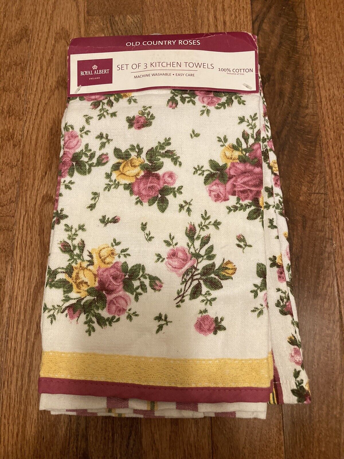 NWT Royal Albert Old Country Roses 3pc Towel Set 100% Cotton
