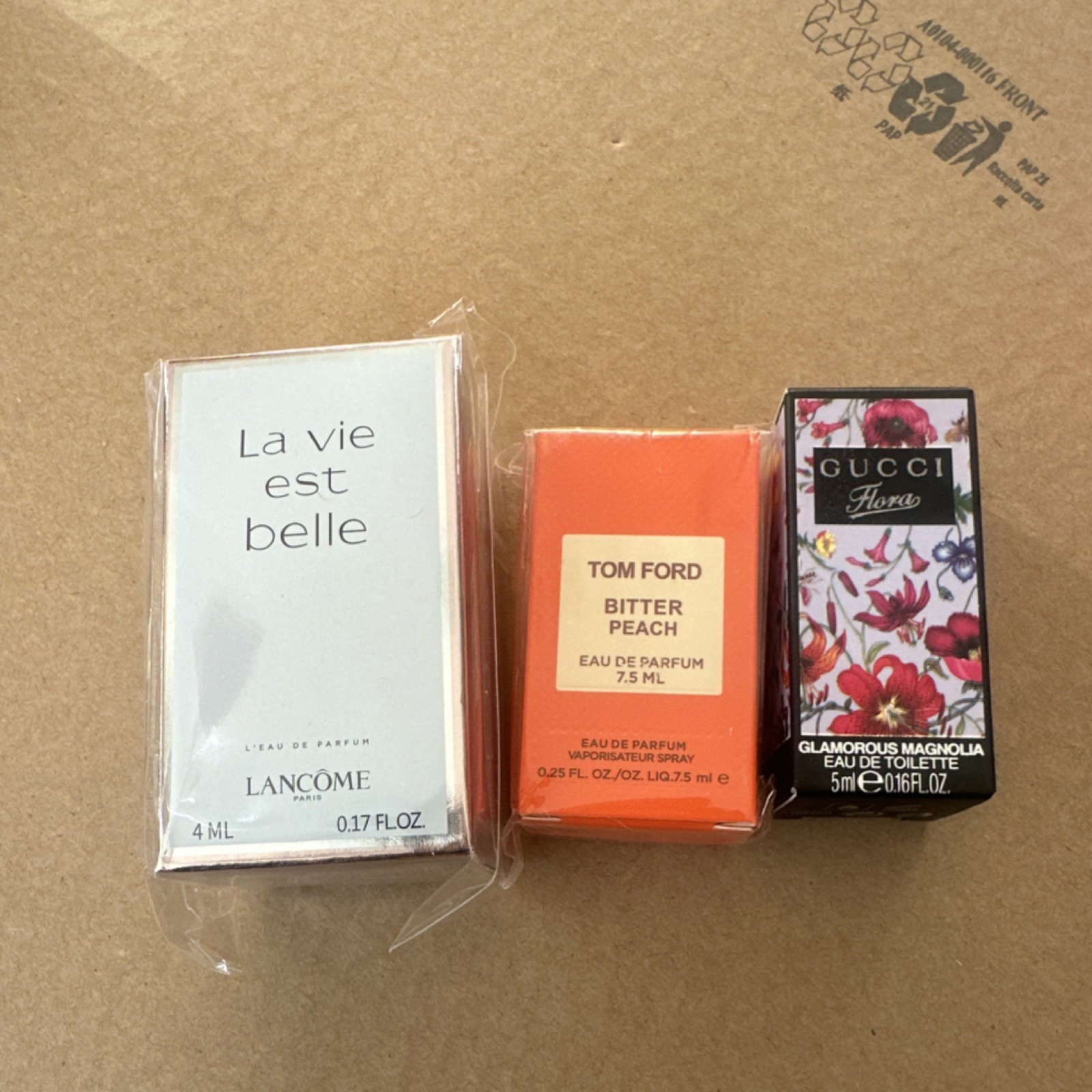 Lancôme La Vie Est Belle Tom Ford Bitter Peach Gucci Flora Miniatures Lot of 3