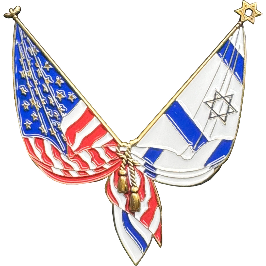 EL4-014 Israel and American Flag Israeli Jewish support Pin 2 inch with dual pin