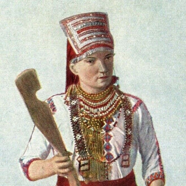 c1915 Vintage Russian Finnish Tribe? Romanovsky? Ethnographic Postcard (4243)