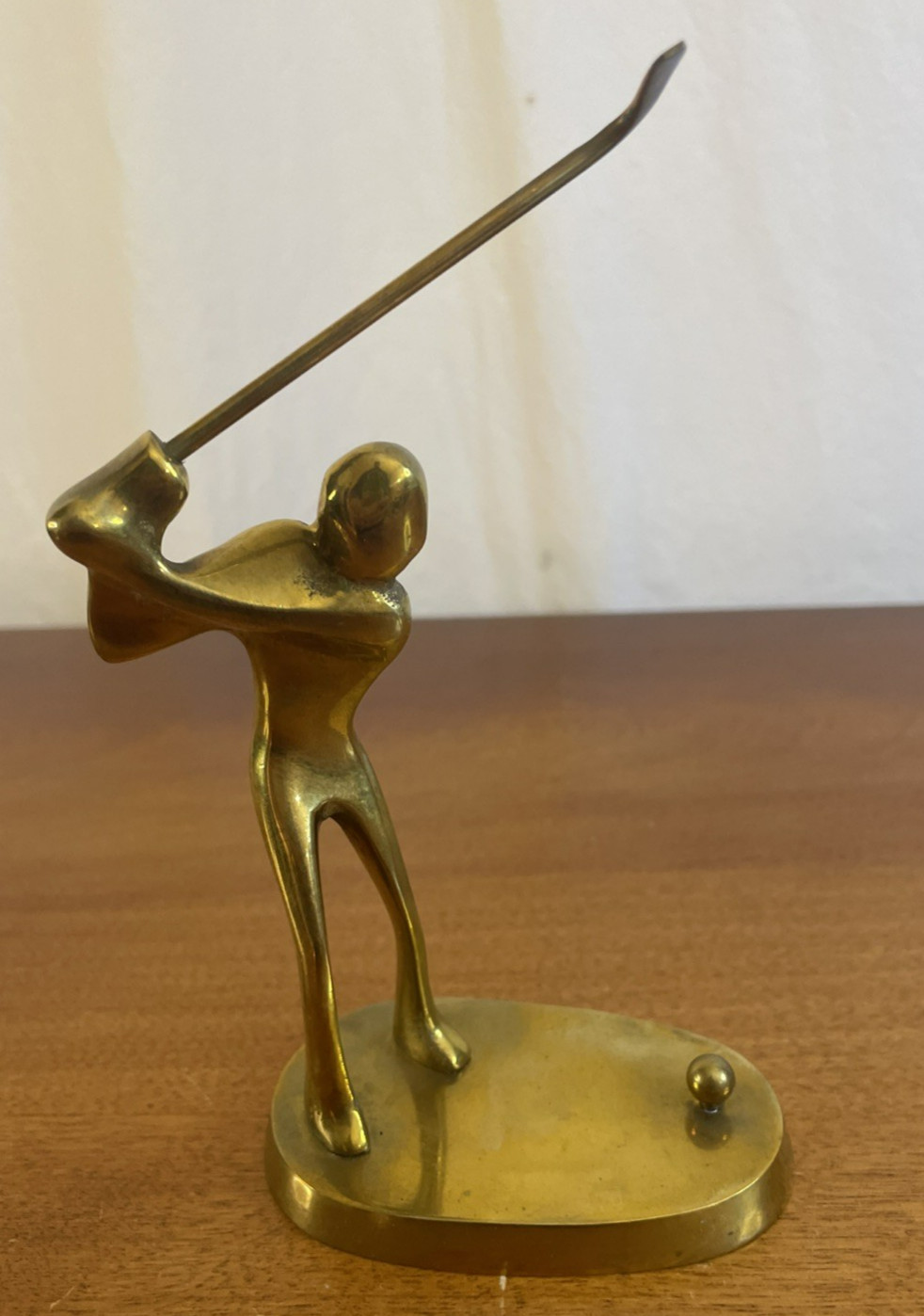 Vintage 6” Brass Golfer Teeing Off Mid-swing MCM Design