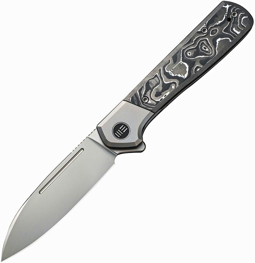 WE Knife Soothsayer Titanium Frame Lock Drop Point Plain Edge w/ Clip Gray/Black