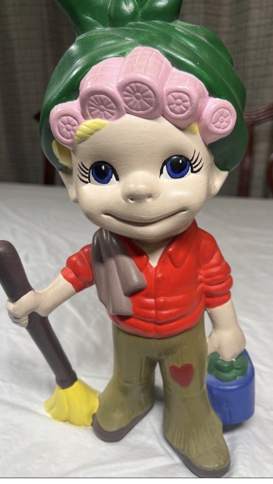 1970’s Whimsical Vintage hand painted ceramic Helga the Housekeeper. 1970’s Whimsical Vintage hand painted ceramic Helga the Housekeeper.