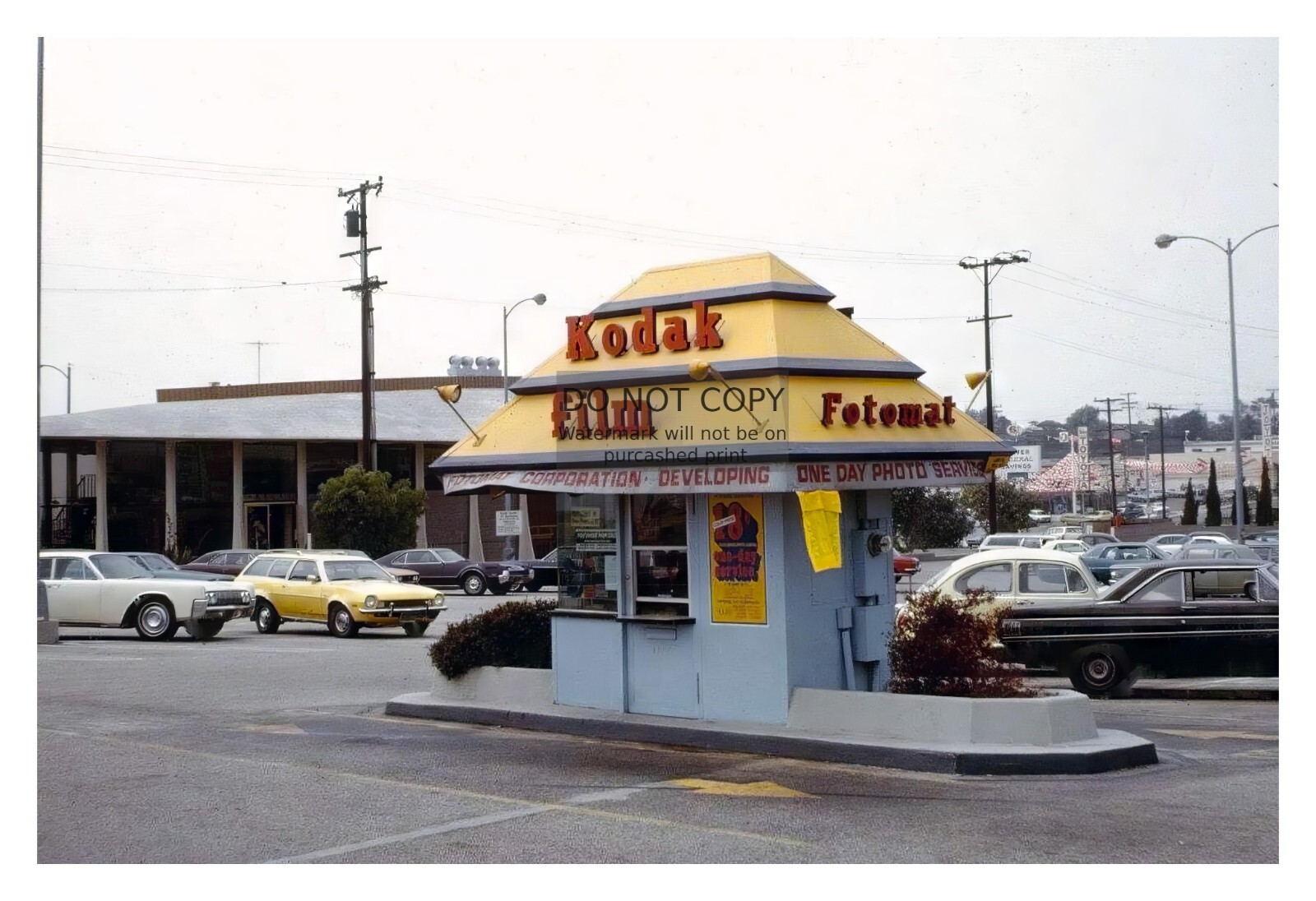 ICONIC FILM DEVELOPOR FOTOMAT KODAK FILM 1960s 4X6 PHOTO