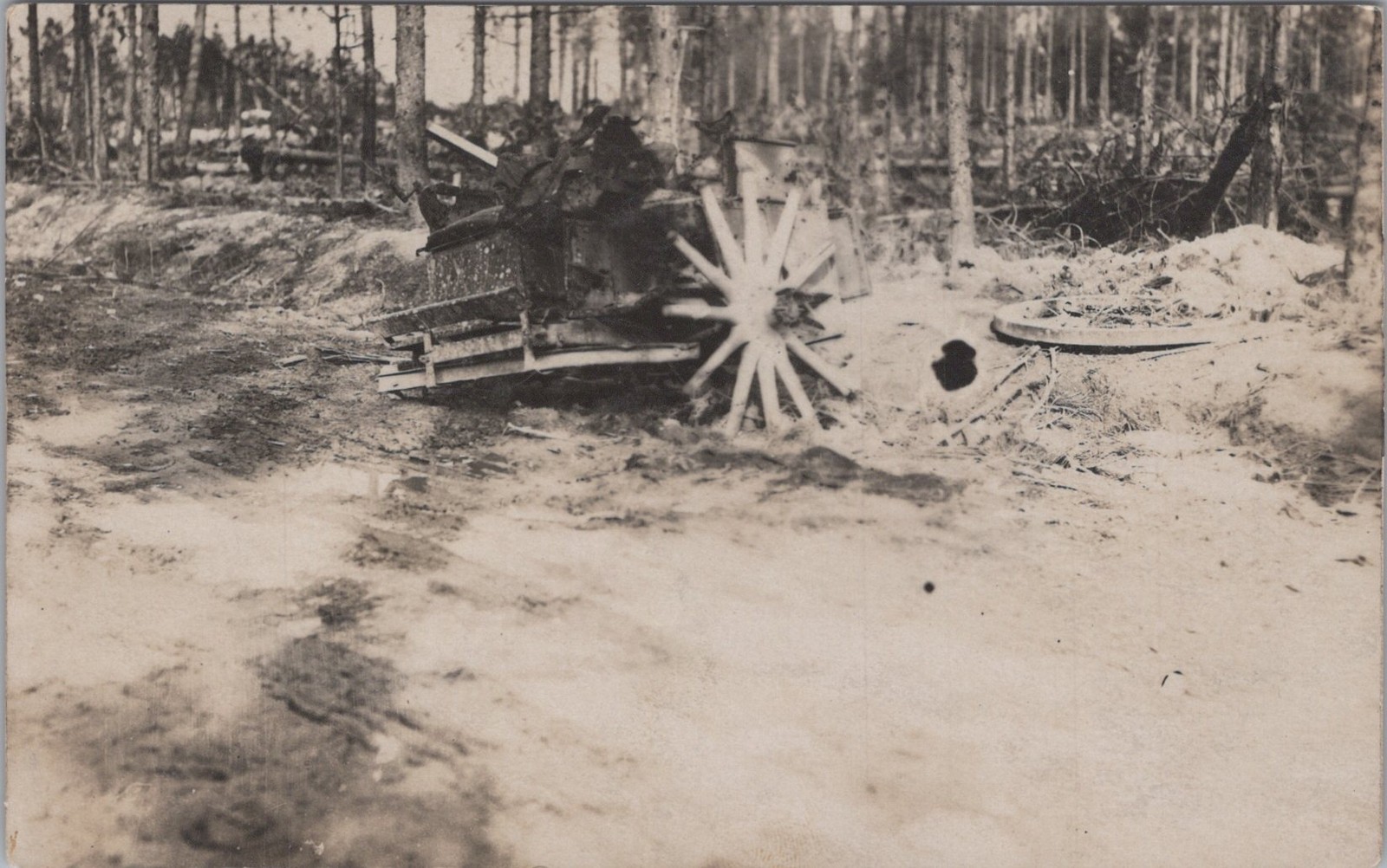 WWI German Destroyed Artillery Caisson Wagon Montfaucon France RPPC Postcard