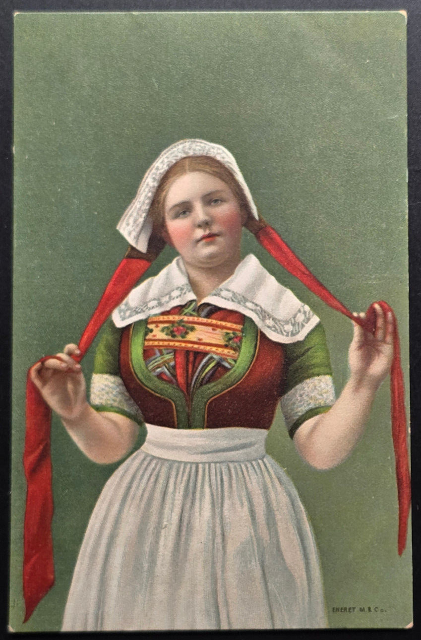 1900s Enaret M & Co Folk Costume Woman Postcard Early European Art Portrait