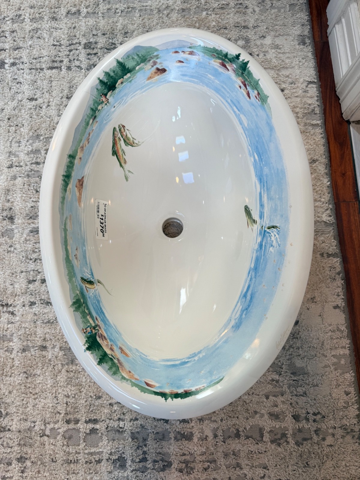 Kohler K-14274-RF-96 The Rod and the Fly design on Centerpiece SINK, BISCUIT