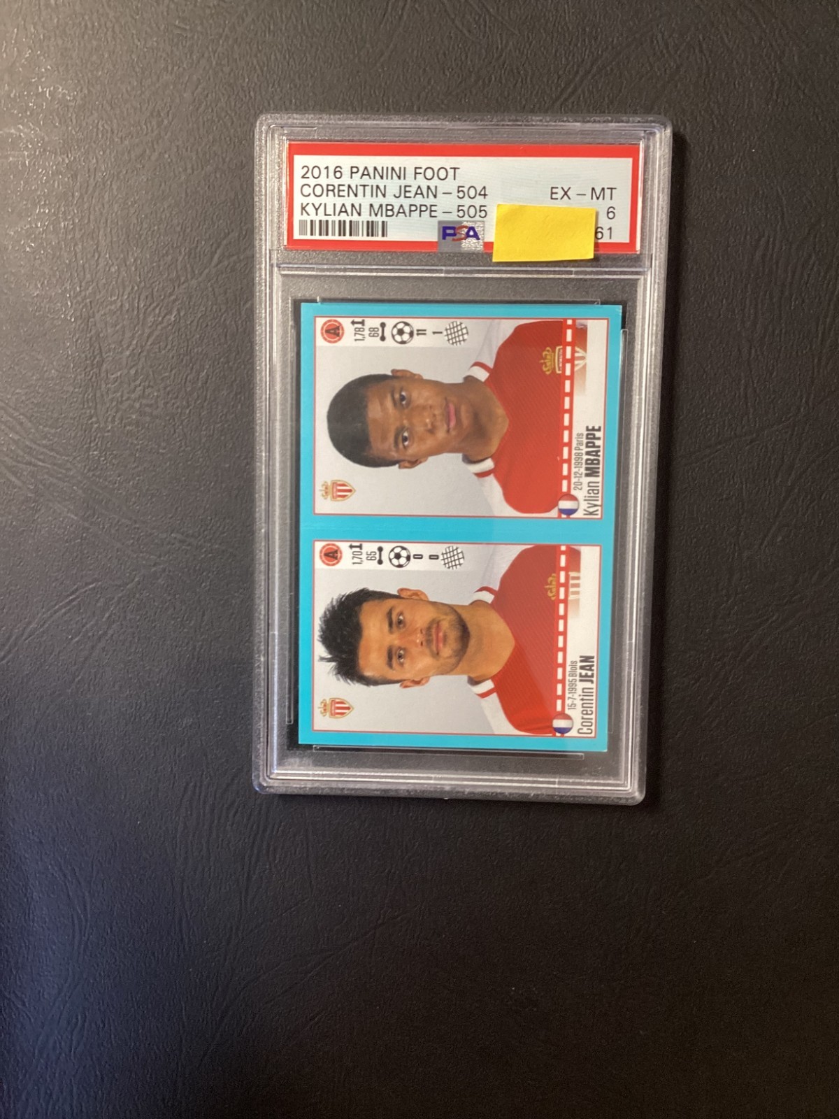 PANINI STICKER KYLIAN MBAPPE ROOKIE 505 FOOT 2016 2017 PSA 6 EX-MT RARE