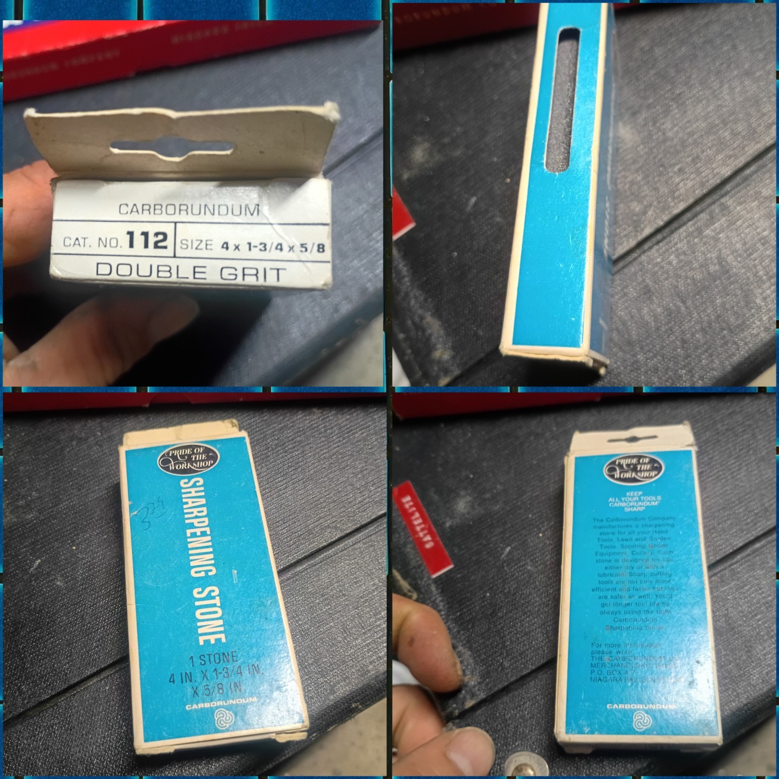 Vintage Carborundum Sharpening Stone No. 112 Double Grit NOS 4x1-3/4x5/8 Boxed Vintage Carborundum Sharpening Stone No. 112 Double Grit NOS 4x1-3/4x5/8 Boxed