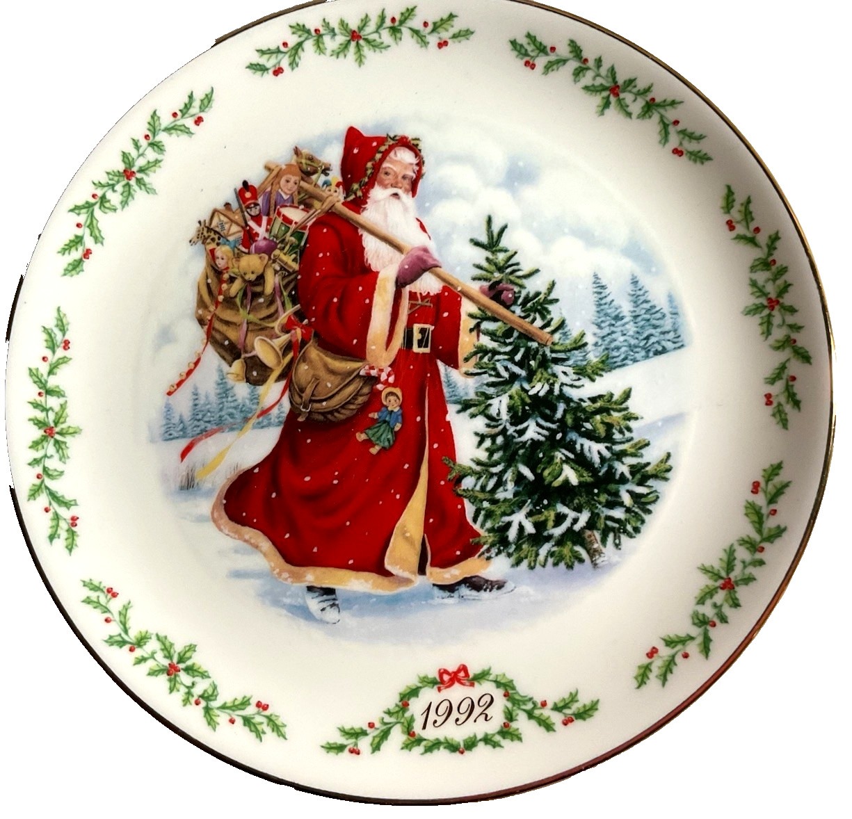 Lenox Christmas 1992 International Santa Plate 1st Series PA.  Kris Kringle