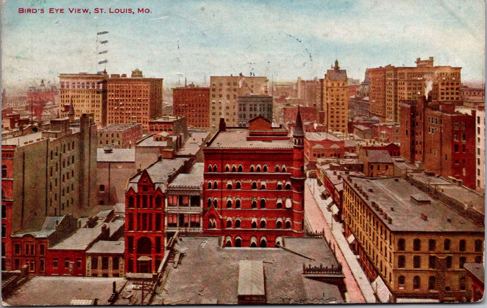 1907 Bird's Eye View St. Louis MO Vintage Postcard 4P25-3