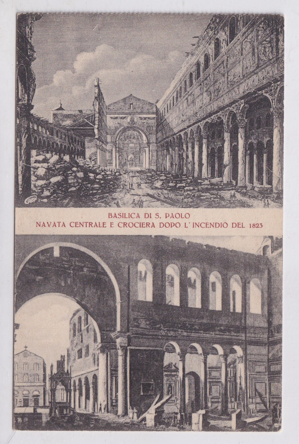 THE PATRIARCHAL BASILICAS OF ROME - POSTCARD SAN PAOLO CENTRAL NAVE RARE N.V.