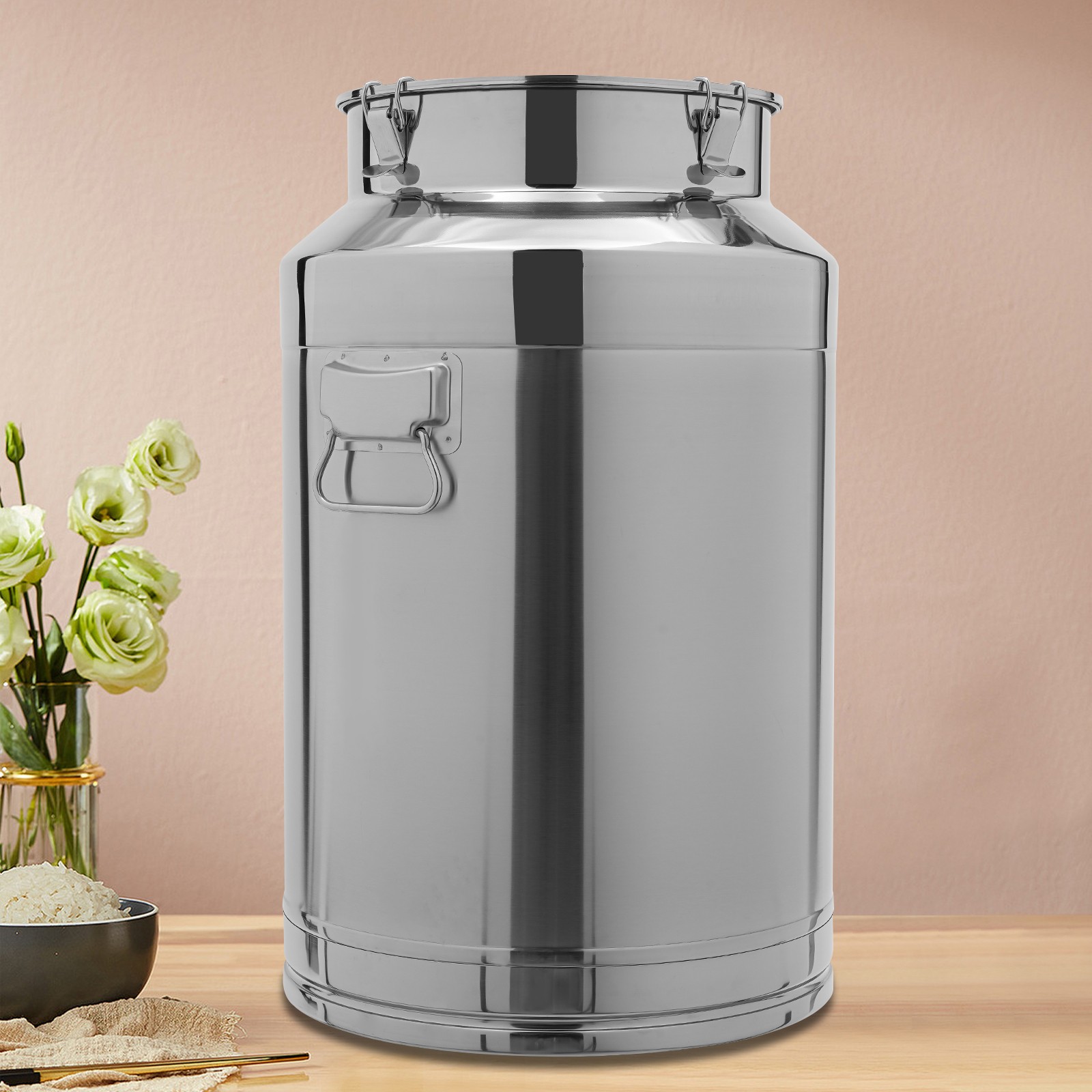 76L/20Gal Milk Jug Milk Can Stainless Steel Sealed Bucket 40*64cm/15.75*25.20in