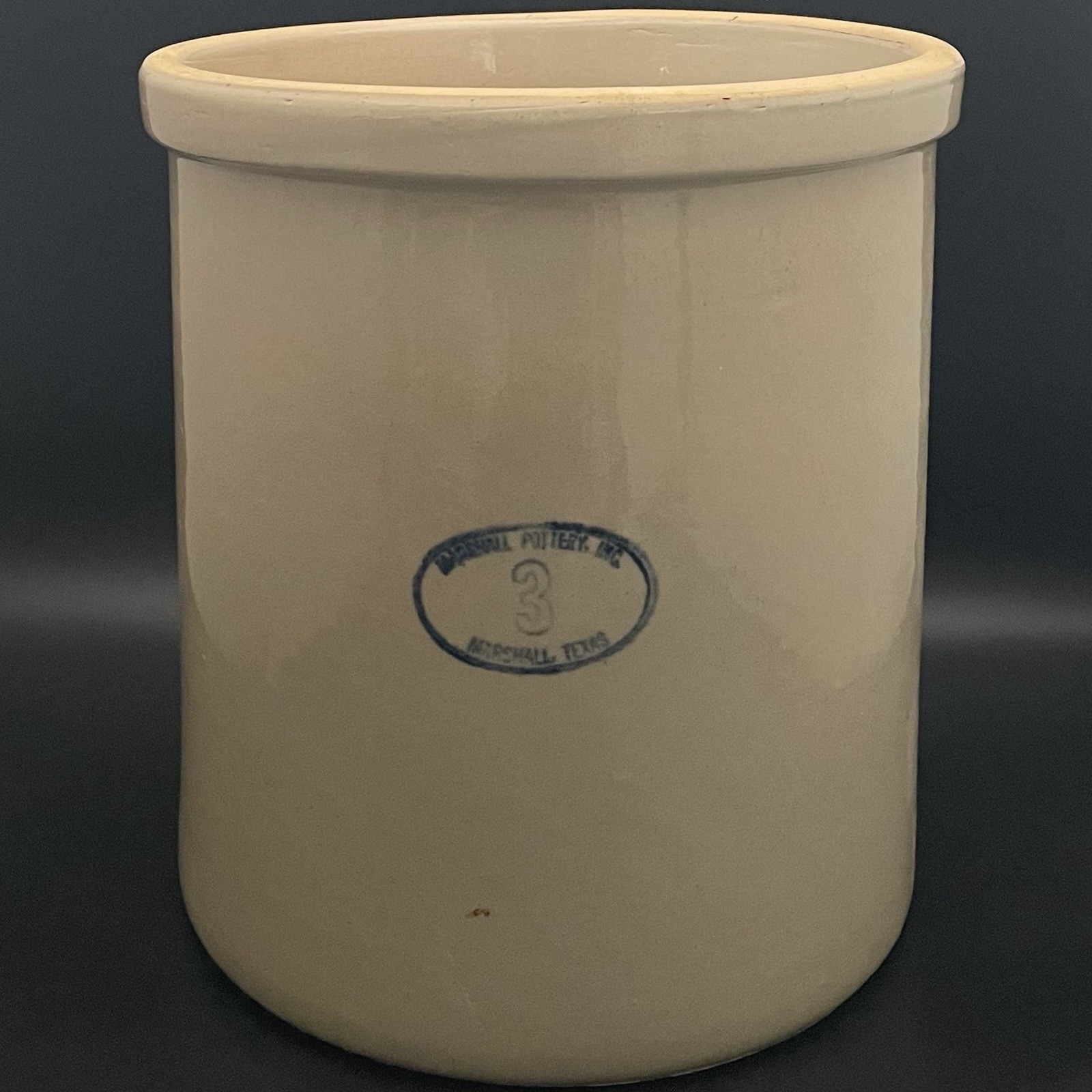 Marshall Pottery 3 Gallon Stoneware Pickling Crock c1920s Made in USA 11.5” tall
