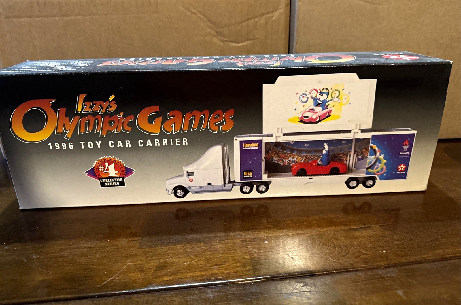 Texaco Izzy\'s Olympic Games 1996 Havoline Diecast Car Carrier Toy Truck