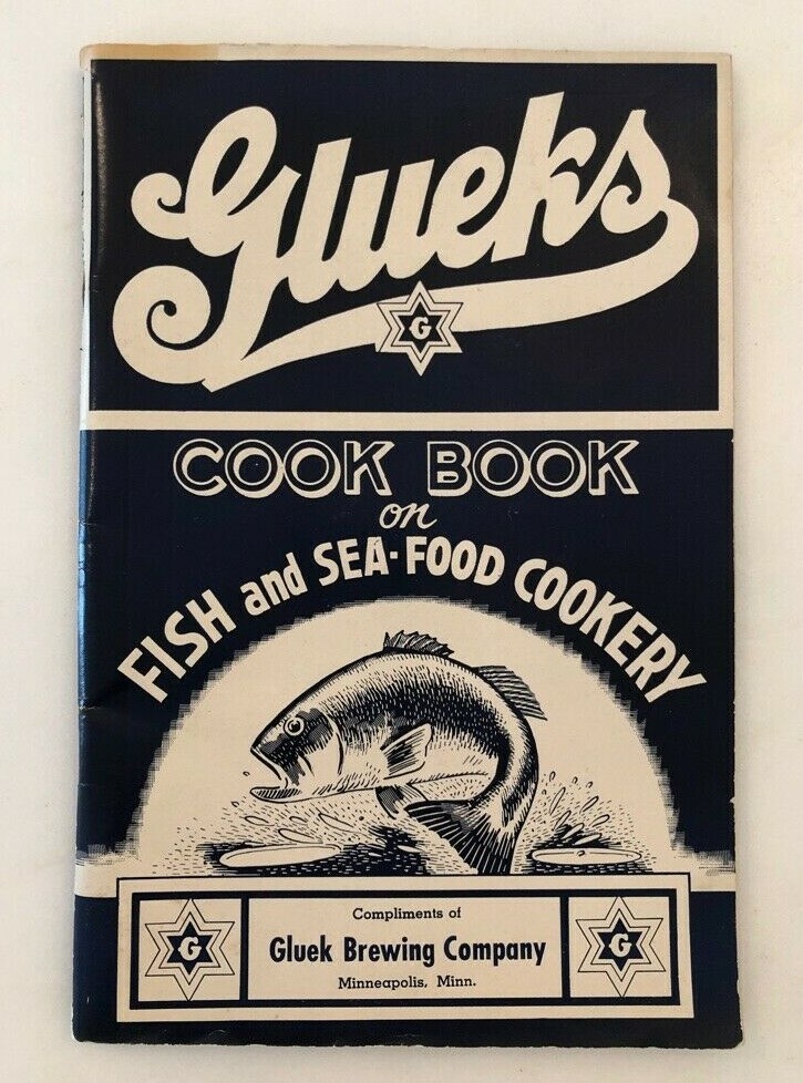 1949 GLUEK\'s BEER Cook Book FISH Seafood Vintage Advertising MINNEAPOLIS Brewing
