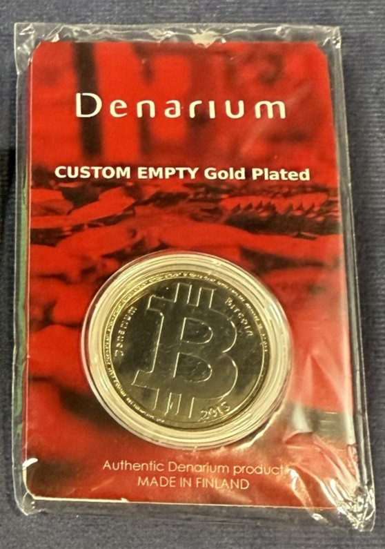 Sealed New - Rare 2015 Denarium Coin - Gold Plated - Empty Bitcoin