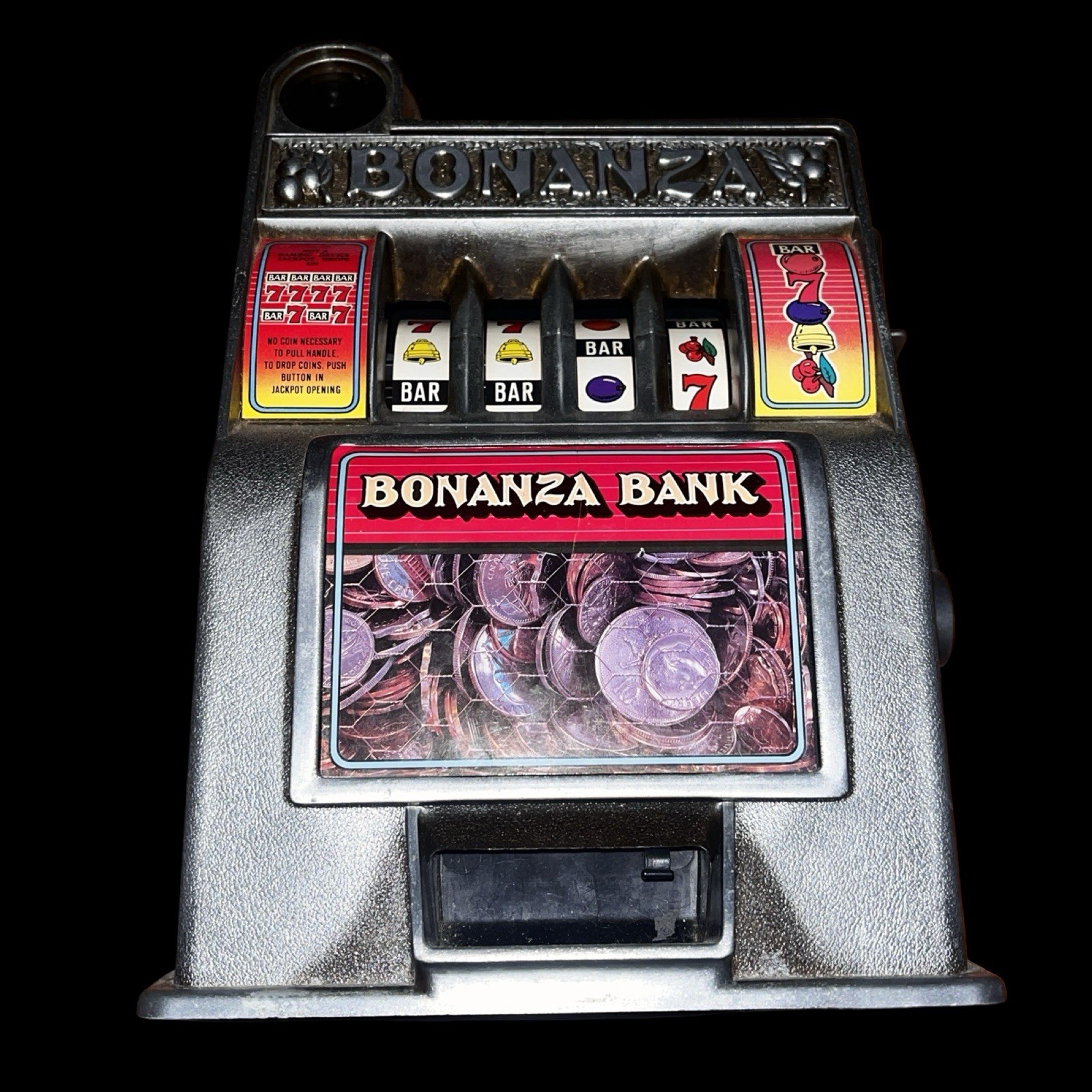 Vintage Bonanza Four Reel Toy Casino Slot Machine Bank