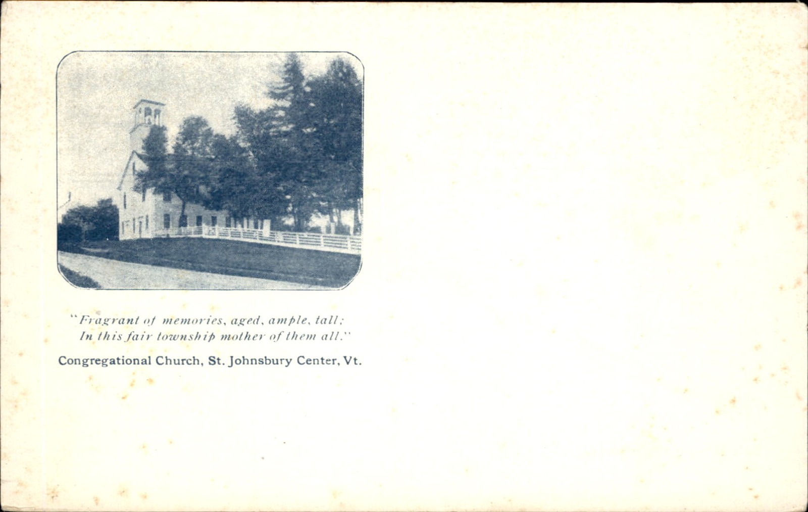 St. Johnsbury Center VT Congregational Church c1900s-10s Vintage Postcard