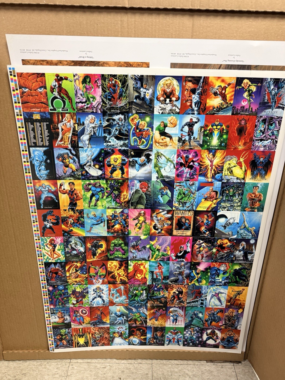 Highly Collectible 1992 SkyBox Marvel Masterpieces  Uncut Trading Card Sheet