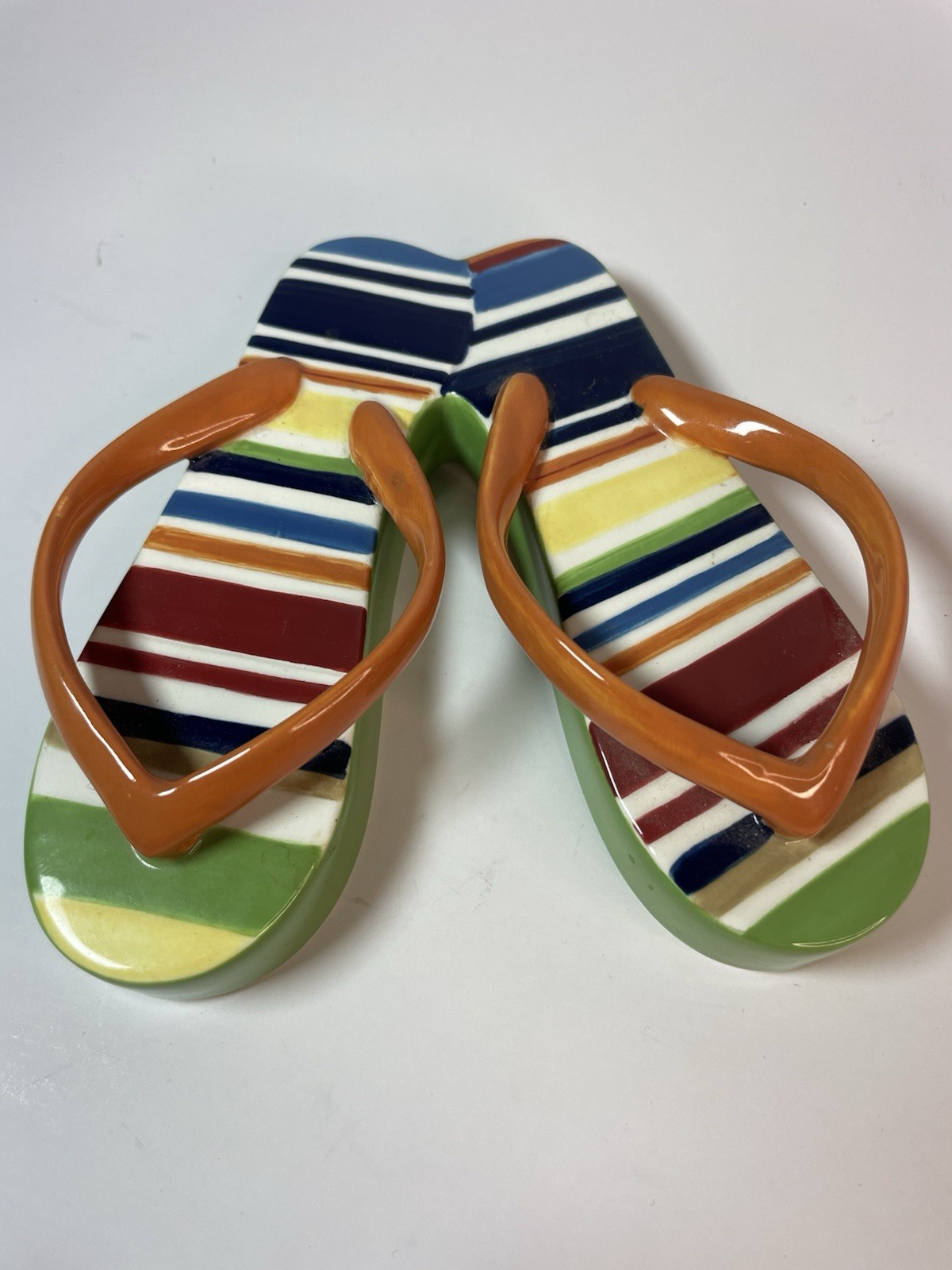 Longaberger Sunny Day Pottery Decorative Weighted Flip Flops 2014 Figurine Longaberger Sunny Day Pottery Decorative Weighted Flip Flops 2014 Figurine