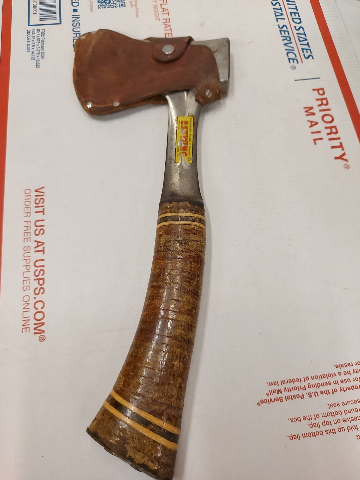 Vtg Estwing 14A Rockford IL Sportsman Hatchet Axe Original Leather Sheath USA