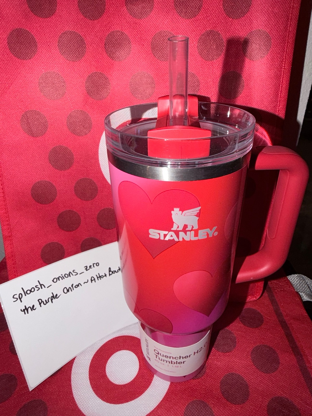 2 DAY SHIP STANLEY TARGET 2026 VALENTINE'S DAY RED ROUGE HEARTS 40 oz Tumbler
