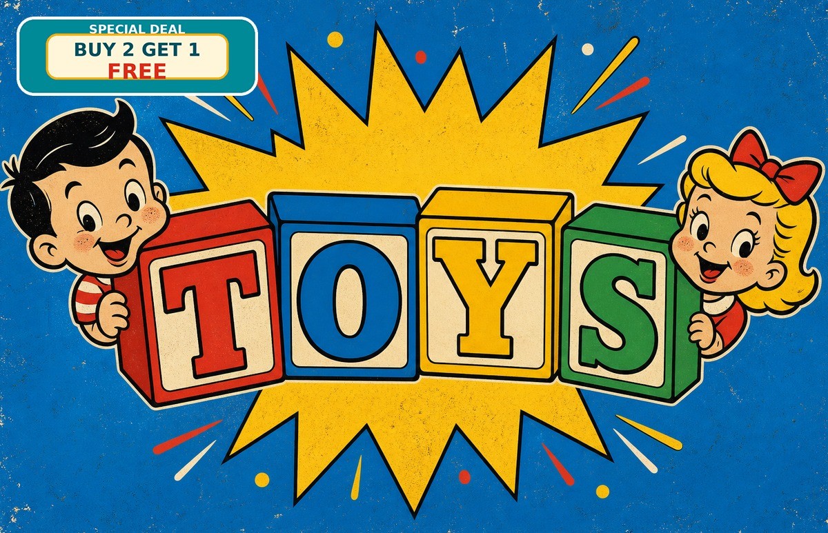 Toy Pattern Painting Tin Sign Vintage Kids Room Retro Metal Wall Art