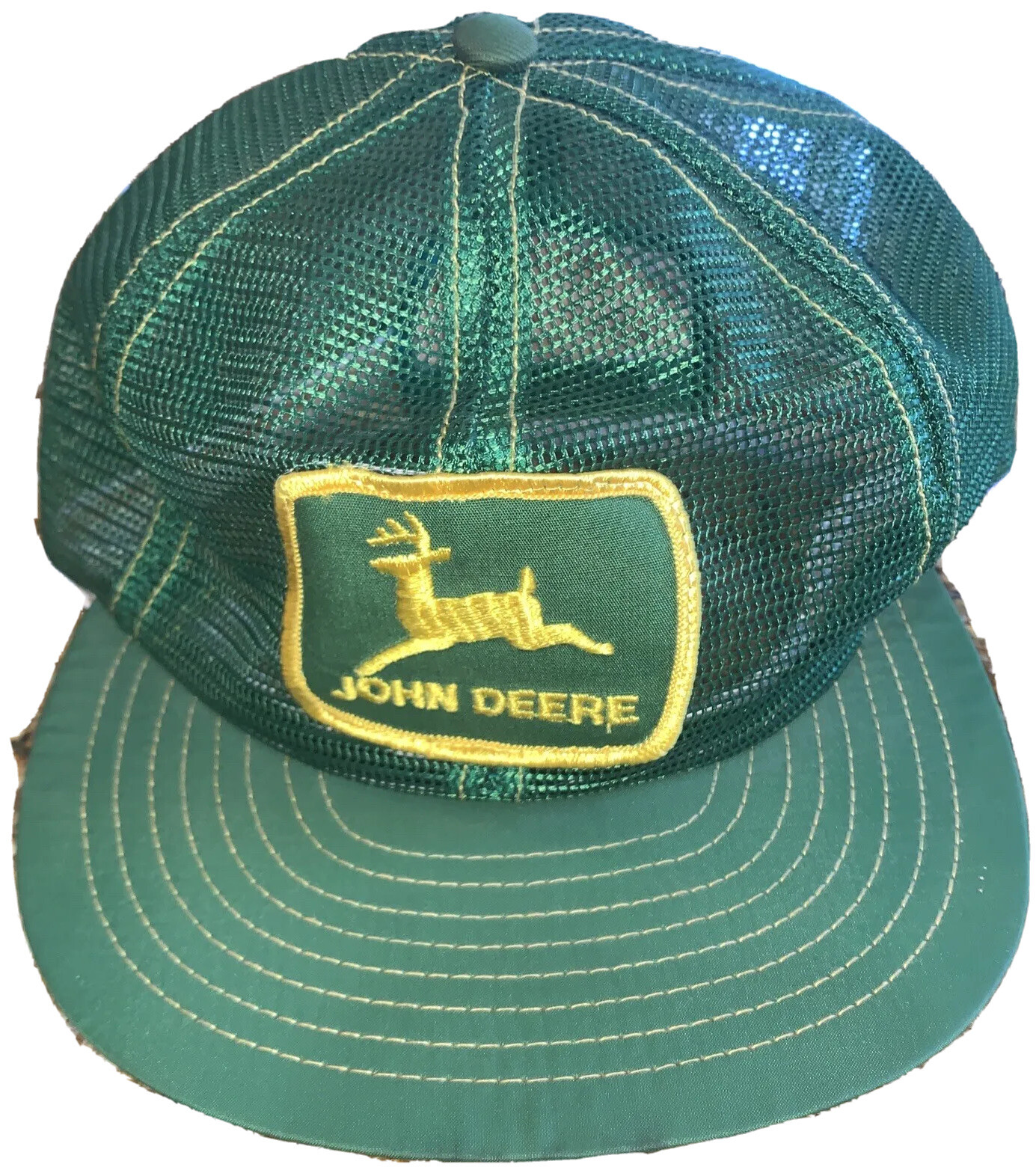 VTG John Deere Patch Hat Full Mesh Snapback Trucker Cap USA Louisville Mfg