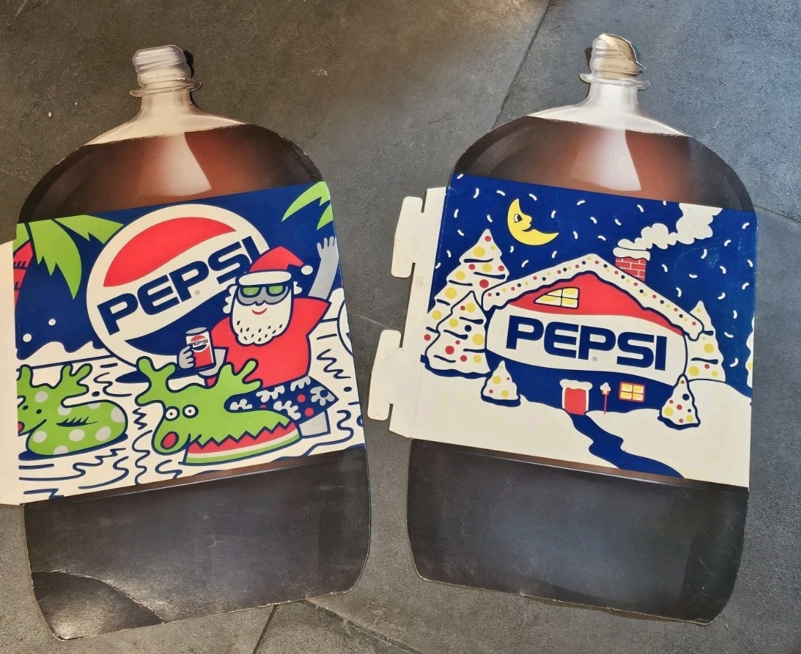 Pepsi 2 Liter 1990\'s Holiday Store Display Advertising Sign Christmas