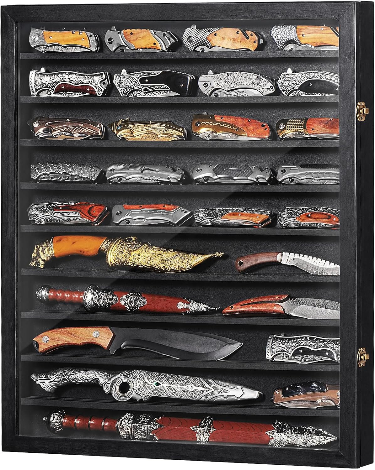 Wall-Mounted Knife Display Case, Large-Capacity 10-Tier Folding Knife Display Ca