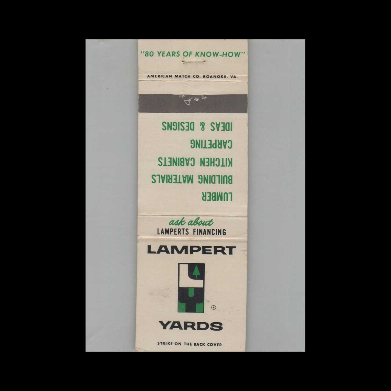 Matchbook Cover Lampert Yards Lumber / Building Materials