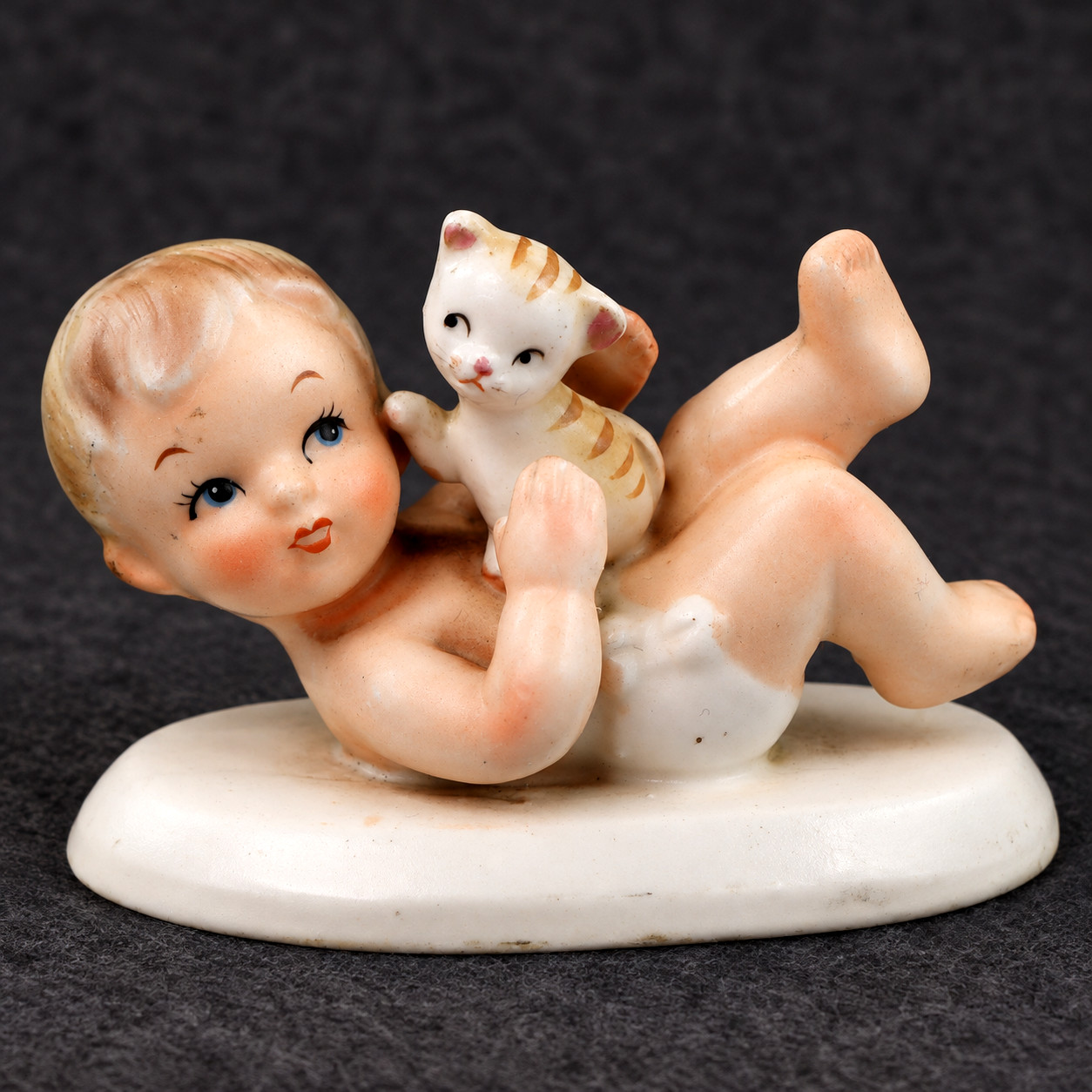 Vintage 1950s Napcoware Lefton Piano Baby w/ Kitten Cat Figurine ceramic F-774