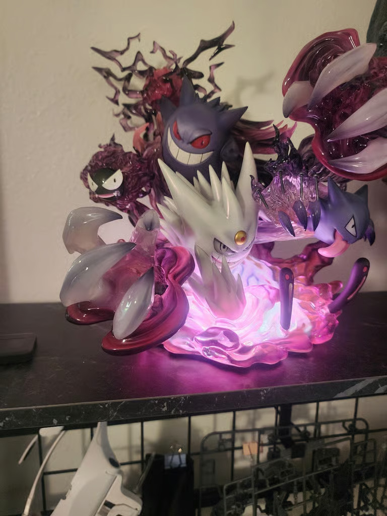 Luminous Gengar Max Evolution Statue Model Figure White Anime Figure Collection