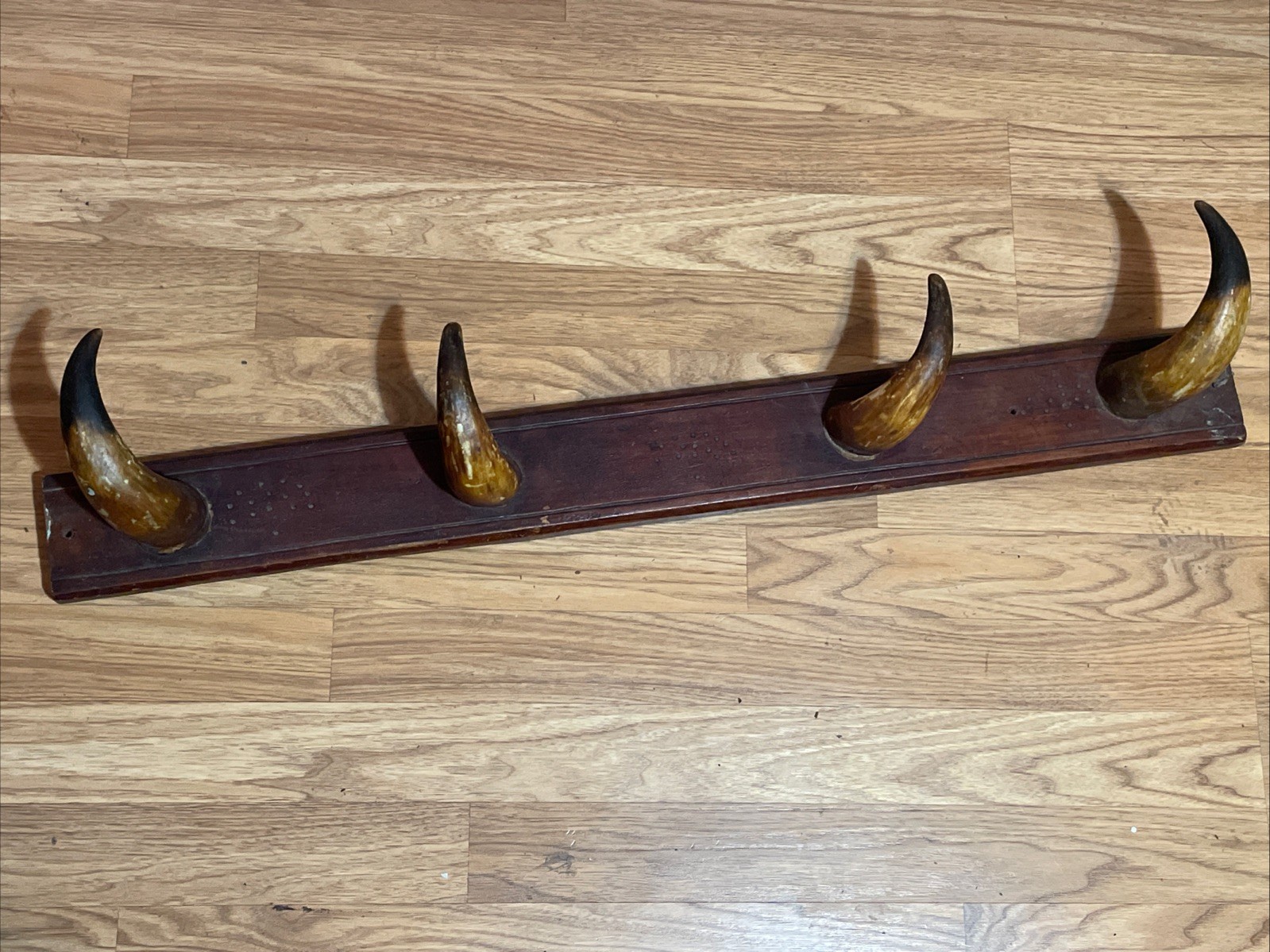 ANTIQUE 1906 HORN COAT RACK  4 Horn
