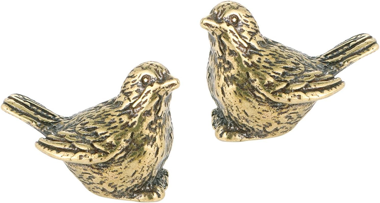 2pcs Retro Brass Sparrow Statue, Elegant Bird Figurines for Home and Office