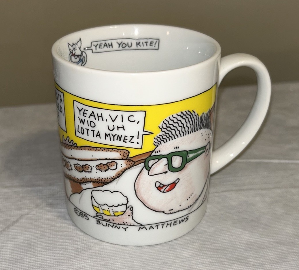 Vintage 1985 Bunny Matthews Vic & Nat'ly Mug Clarence Yeah You Rite