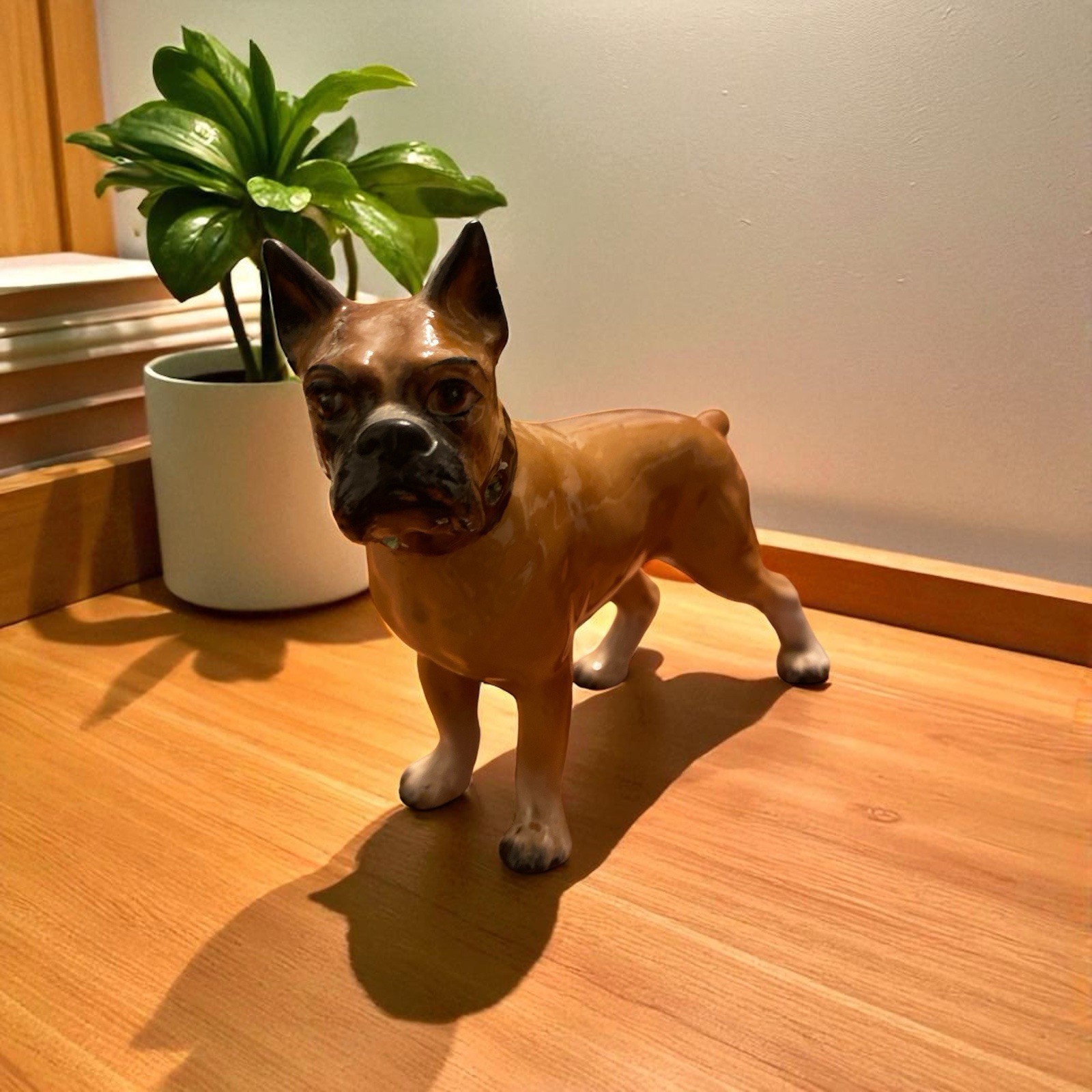 Vintage Boxer dog figurine Japan 5”
